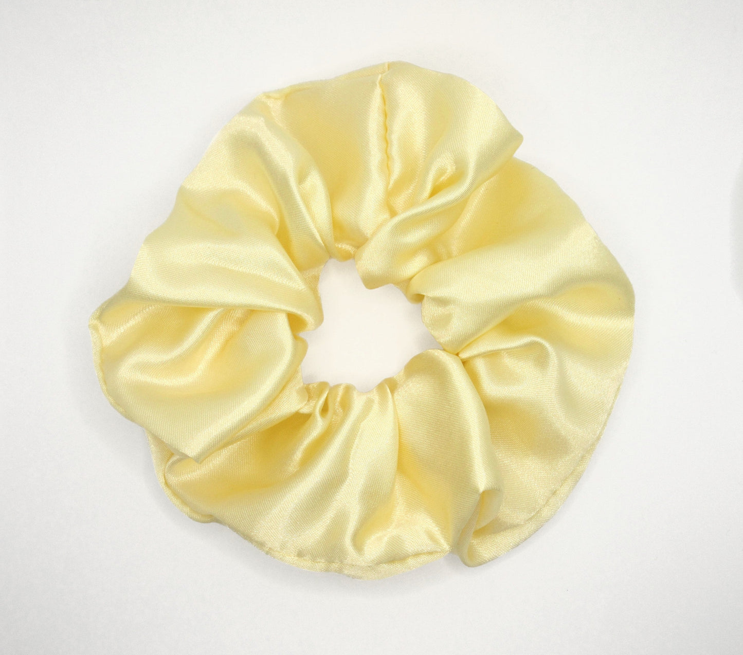 Pastel Lemon Yellow Satin Scrunchie