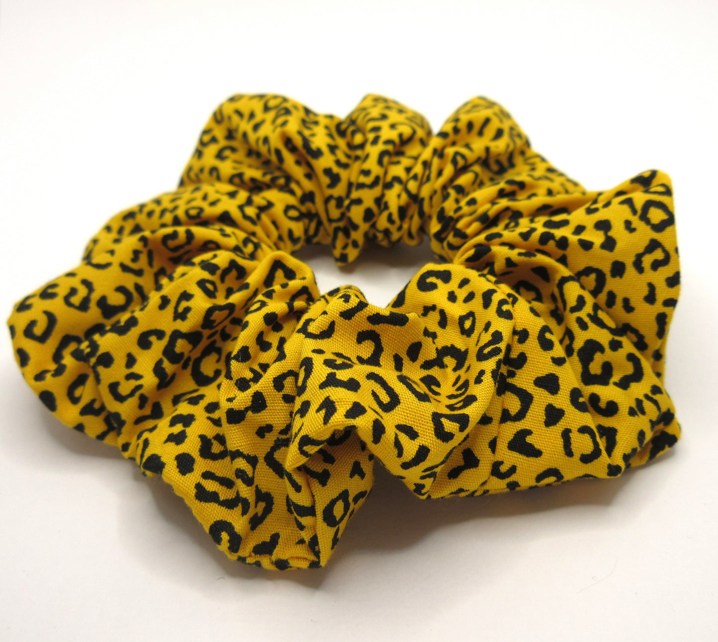 Leopard Print Mustard Scrunchie
