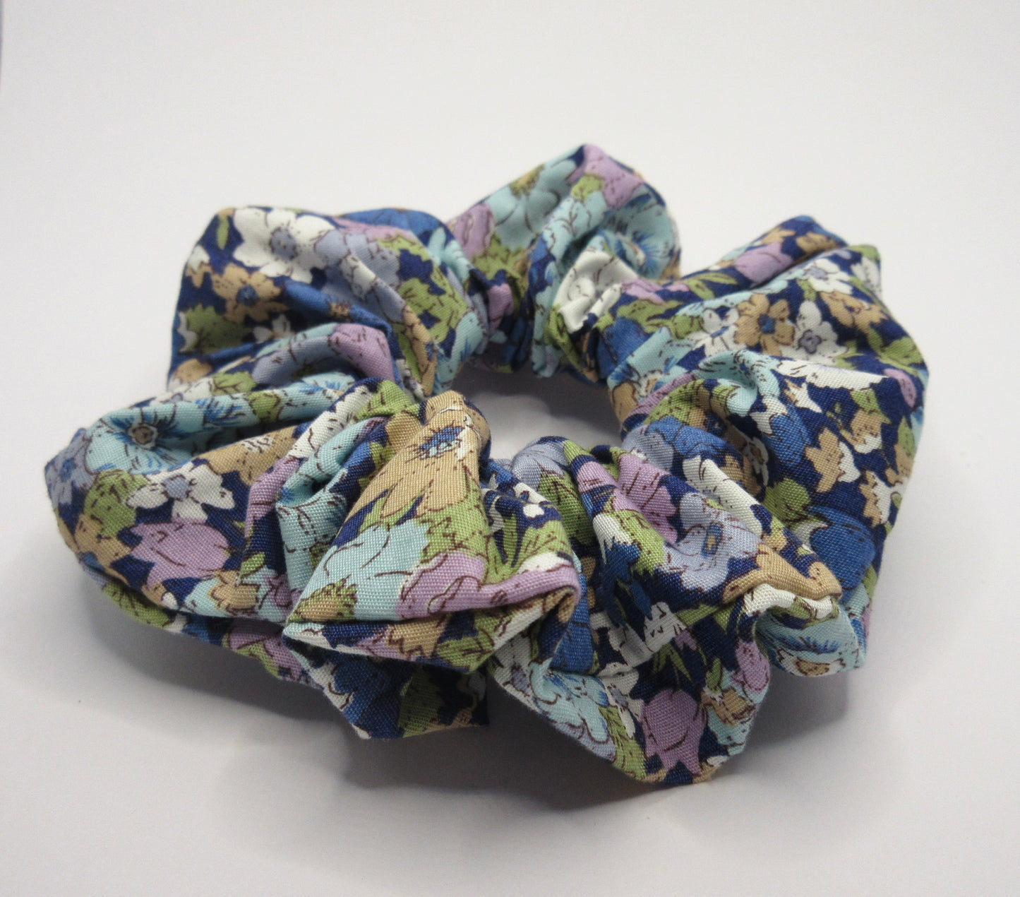 Blue and Purple Vintage Floral Scrunchie