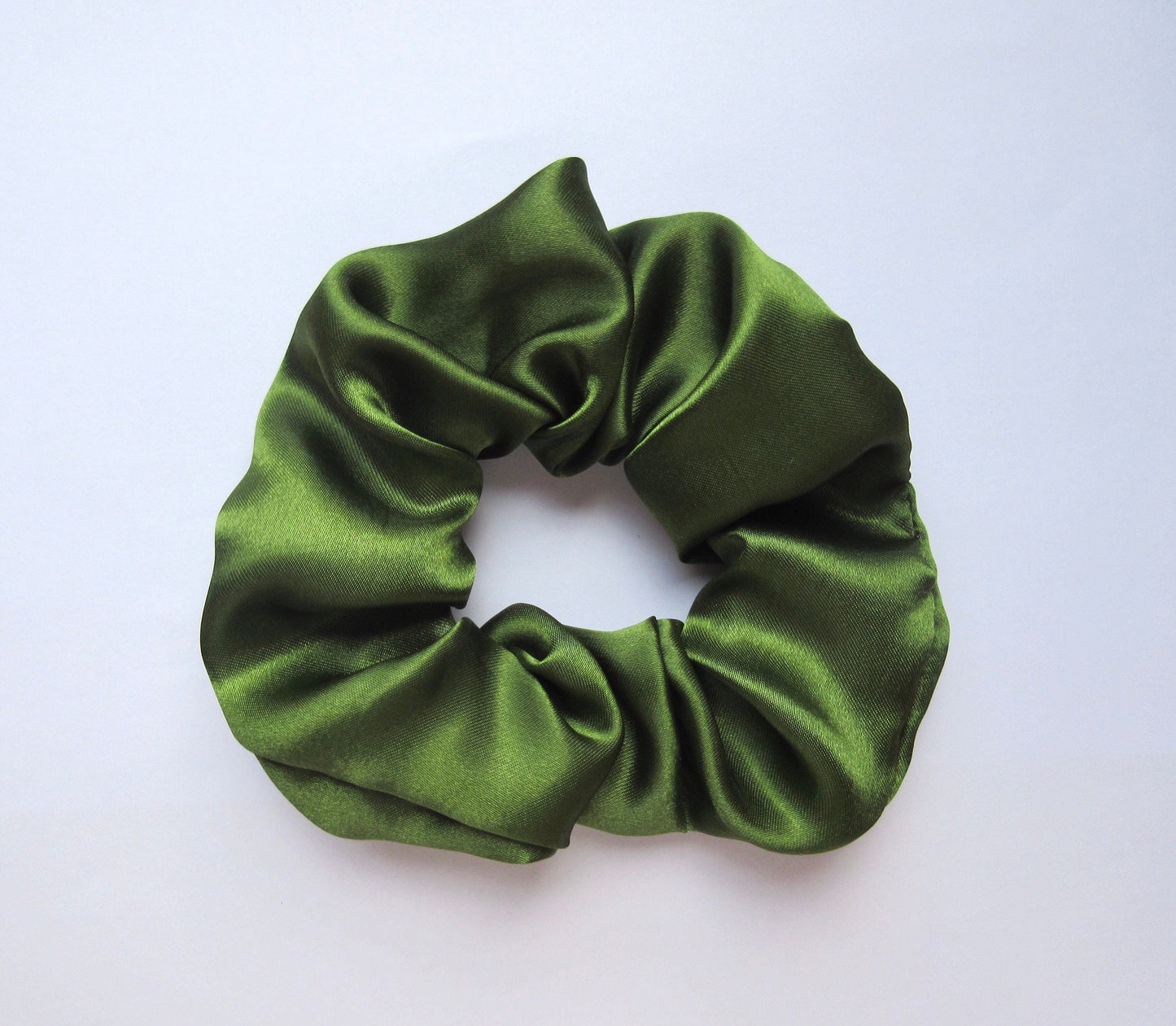 Khaki Green Satin Scrunchie