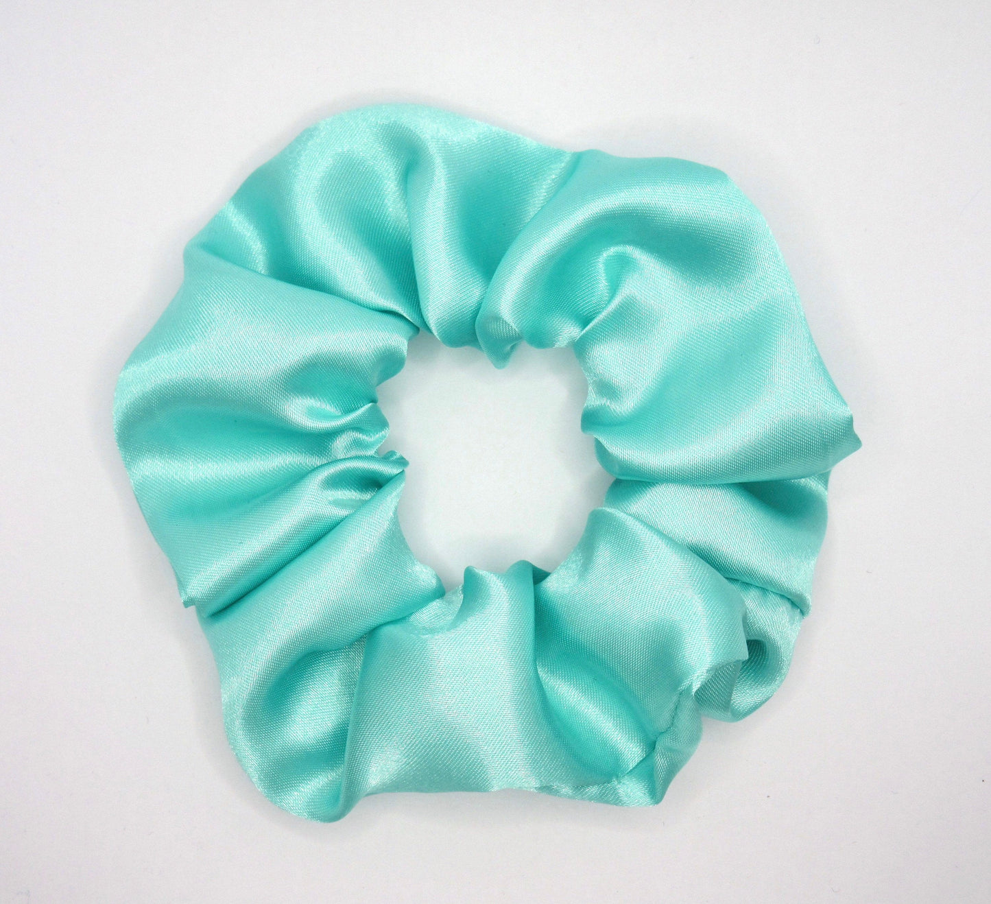 Aqua Green Satin Scrunchie