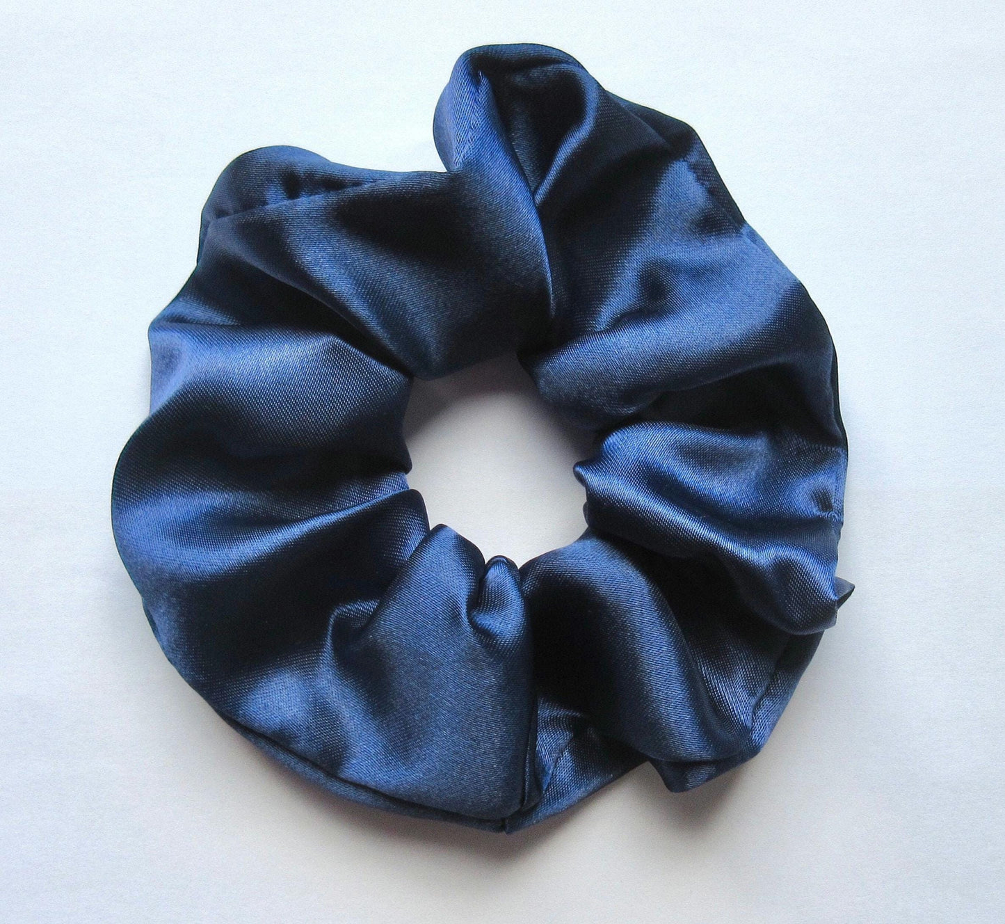 Navy Blue Satin Scrunchie