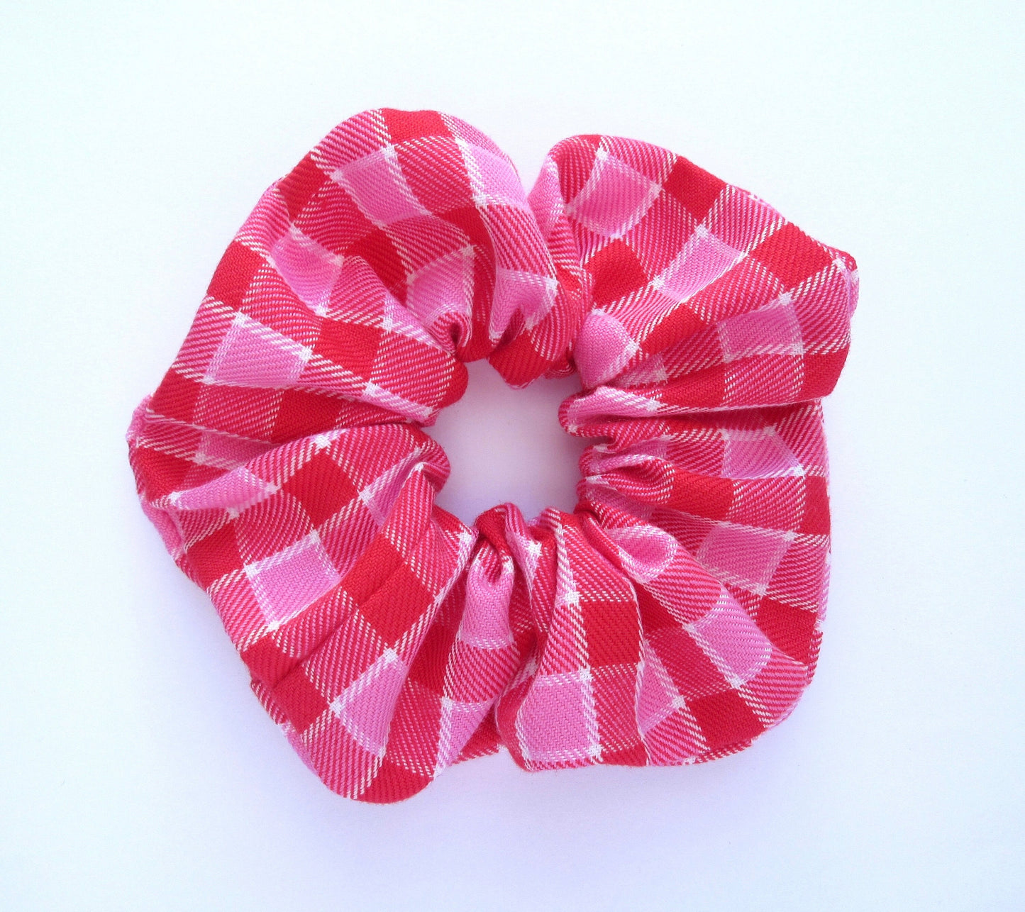 Pink and Red Tartan Scrunchie