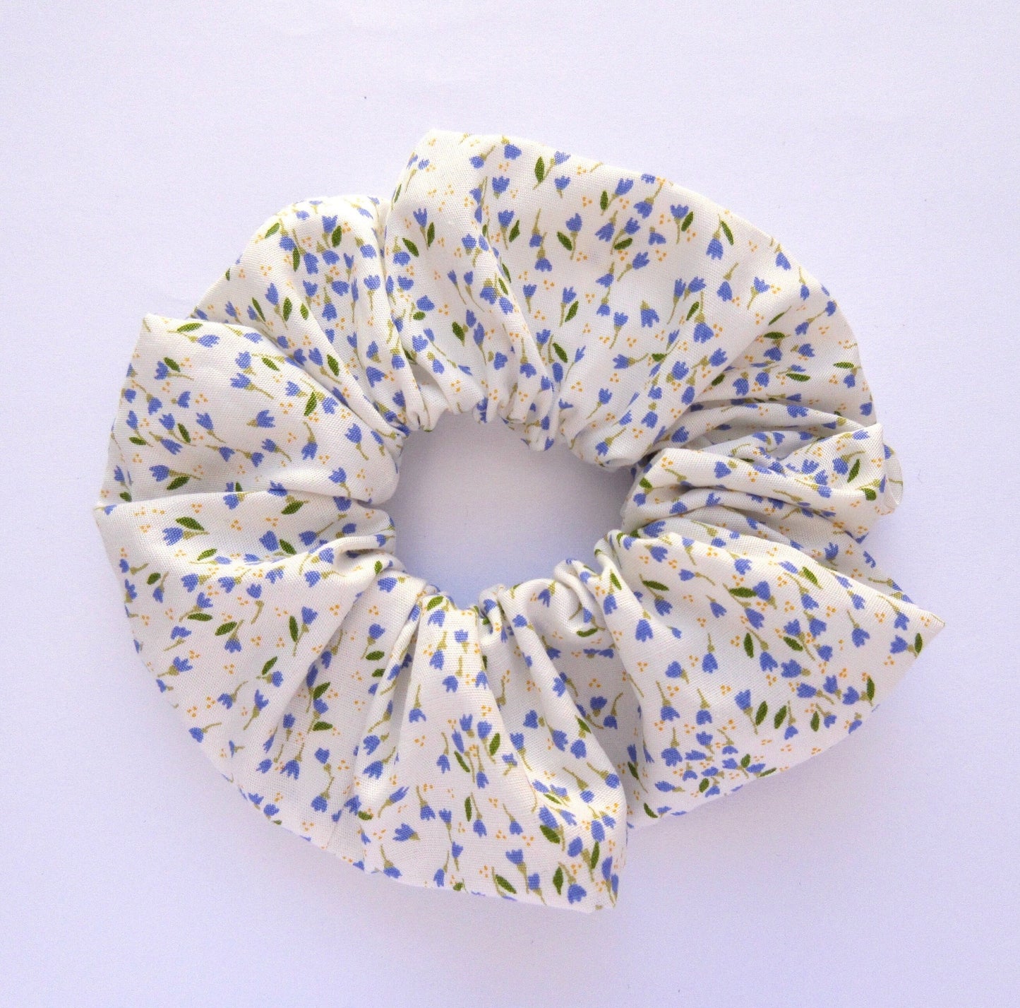 Blue and White Floral Bluebell Ditsy Scrunchie
