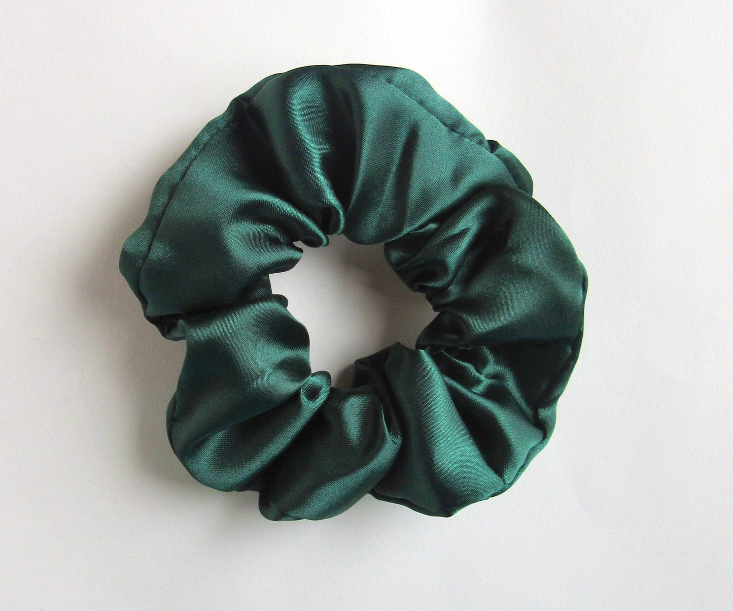 Dark Bottle Green Satin Scrunchie