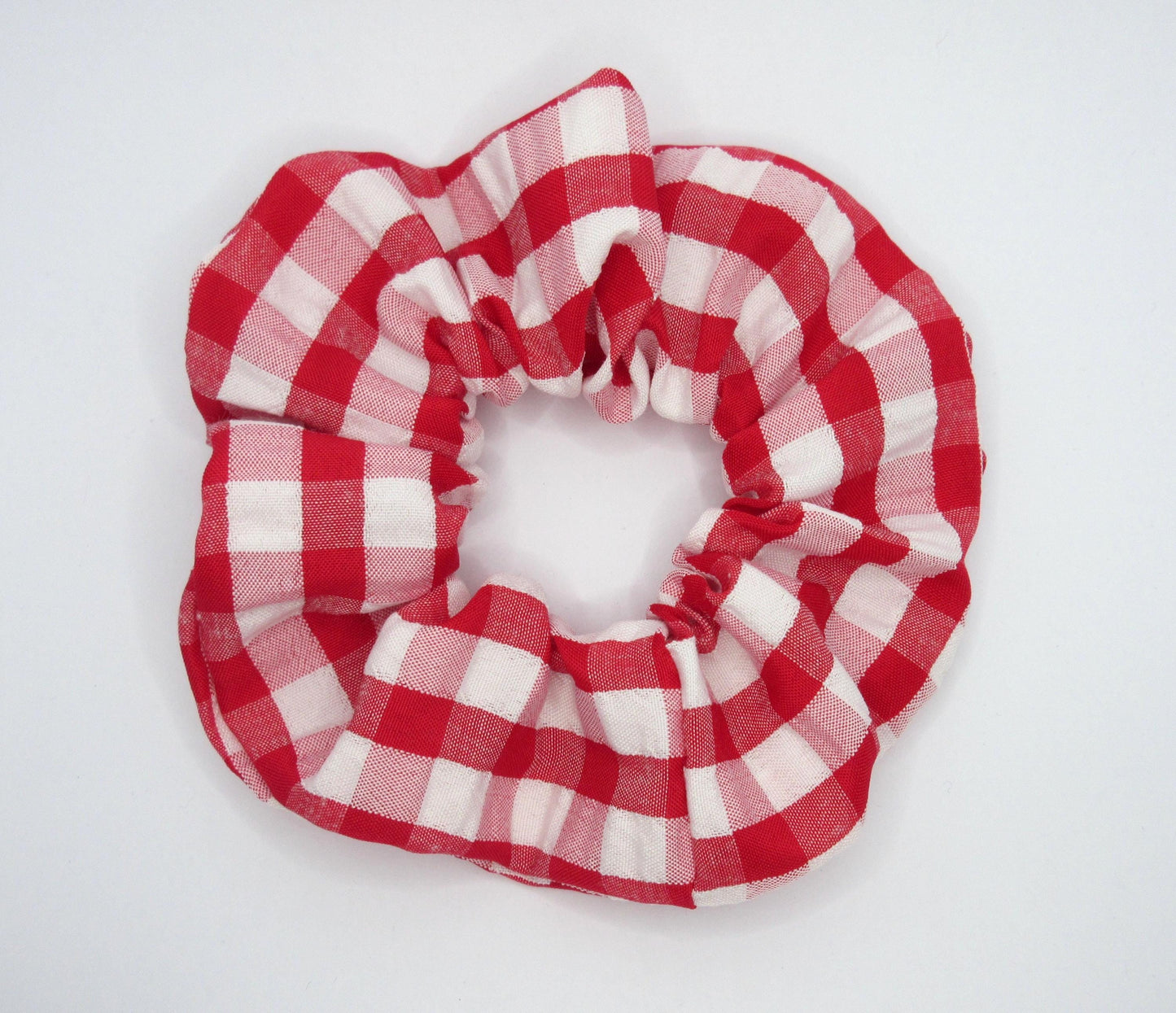 Red and White Gingham Scrunchie