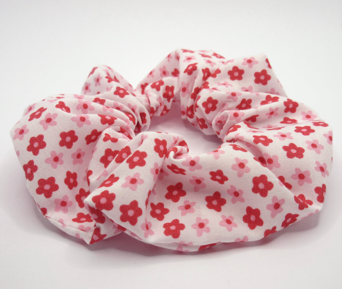 Pink and Red Ditsy Flower Scrunchie