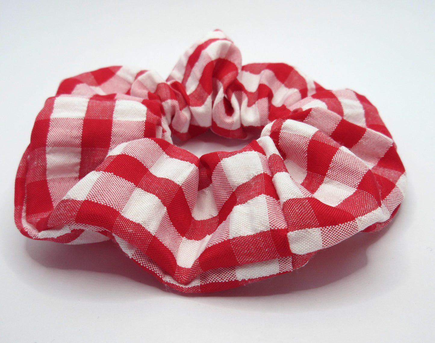 Red and White Gingham Scrunchie