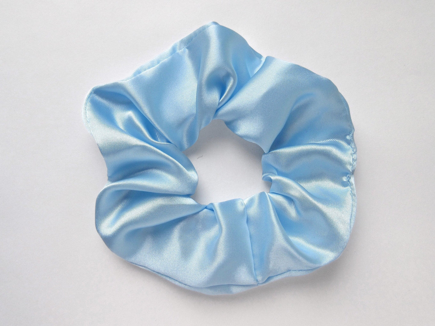 Pastel Blue Satin Scrunchie
