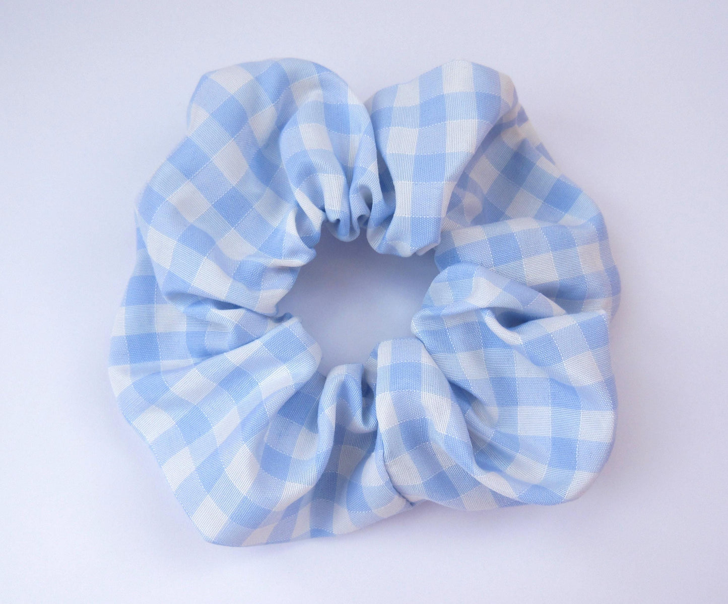 Pastel Blue Gingham Scrunchie