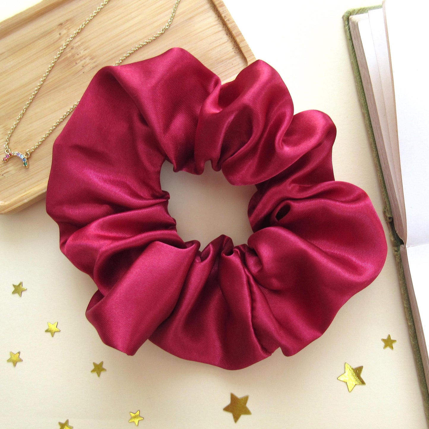 Burgundy Red Satin Scrunchie