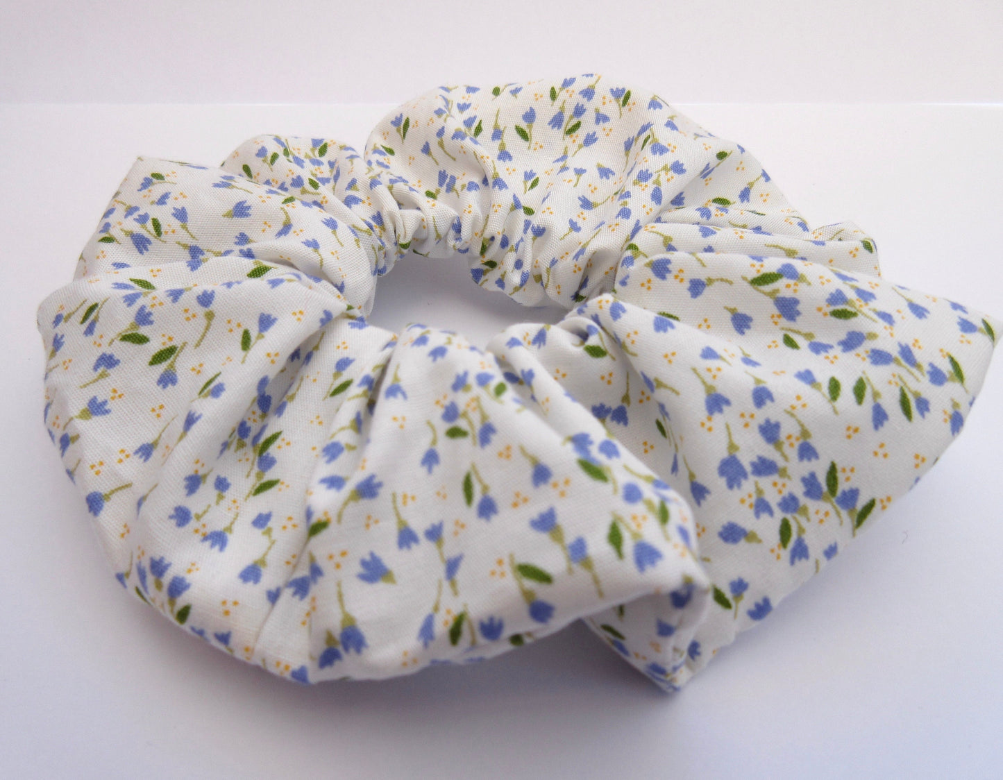 Blue and White Floral Bluebell Ditsy Scrunchie