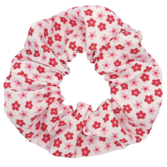 Pink and Red Ditsy Flower Scrunchie