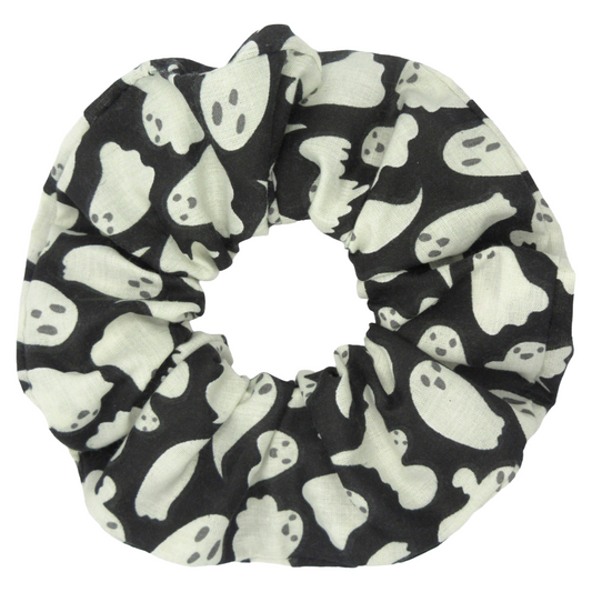 Black and White Cute Ghost Scrunchie