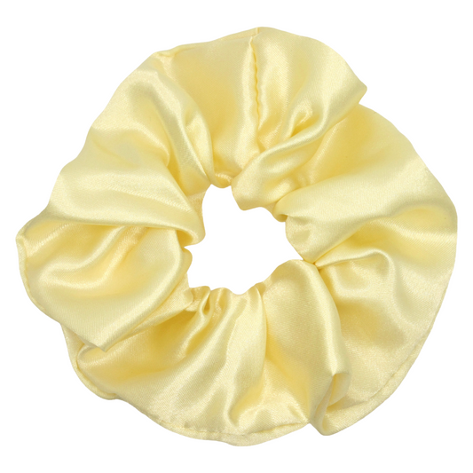 Pastel Lemon Yellow Satin Scrunchie