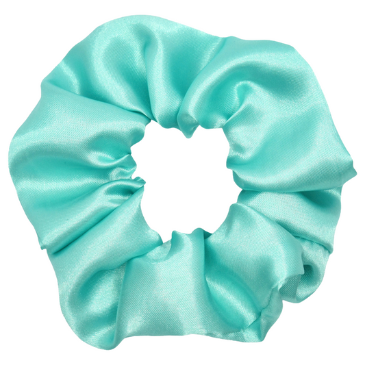 Aqua Green Satin Scrunchie