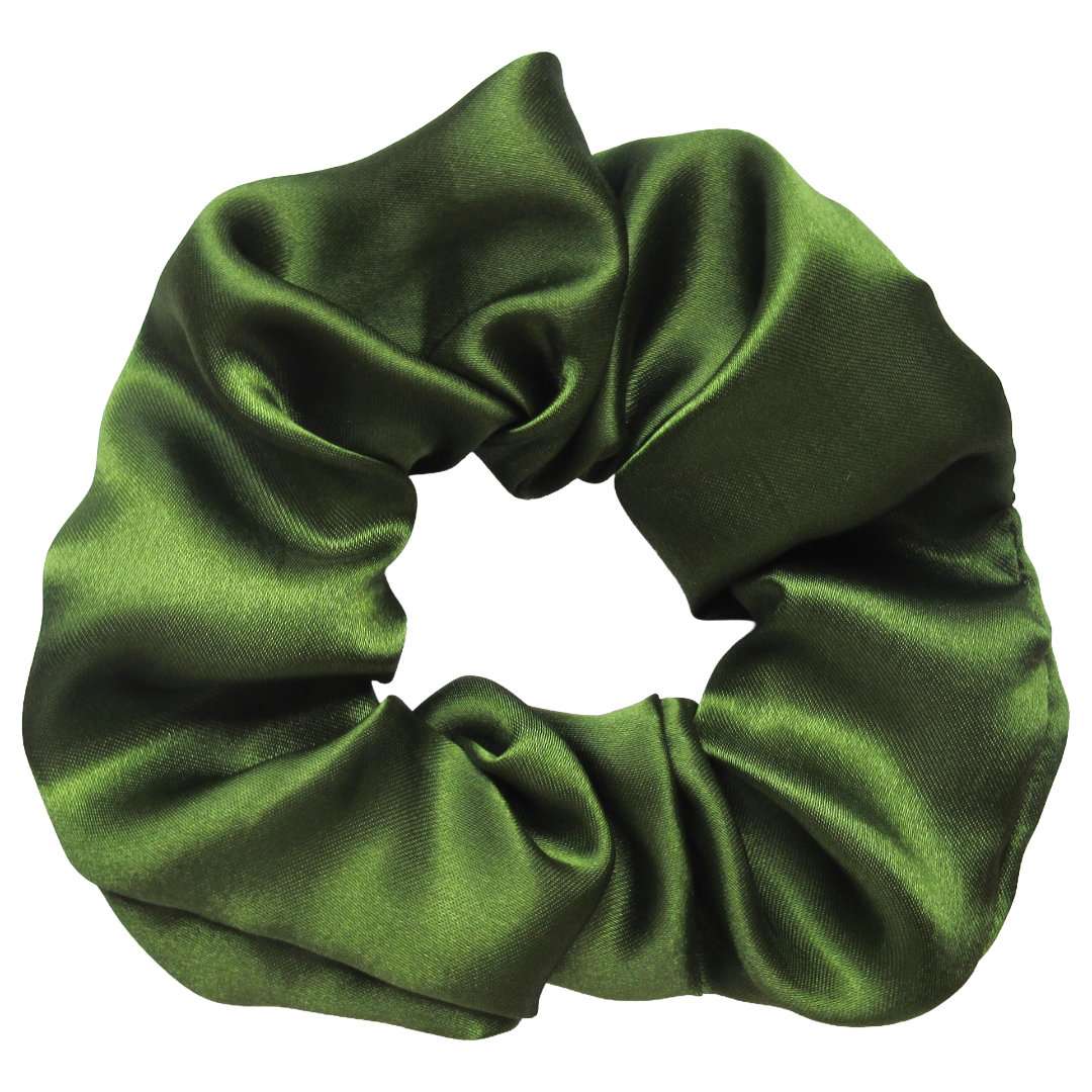 Khaki Green Satin Scrunchie