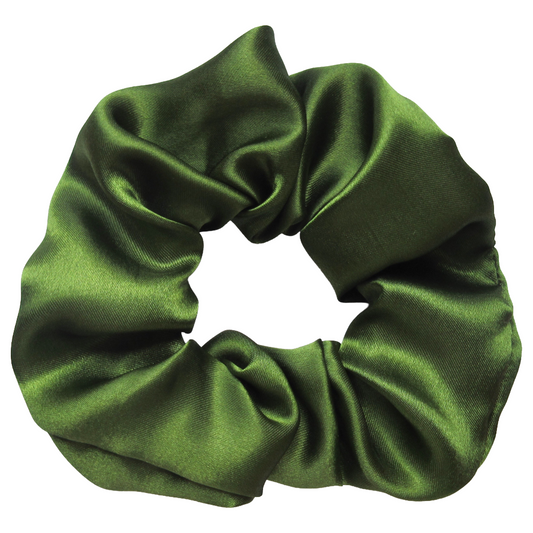 Khaki Green Satin Scrunchie