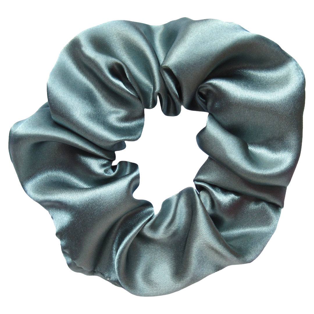 Blue Grey Satin Scrunchie