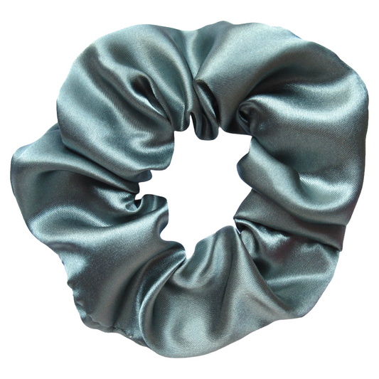 Blue Grey Satin Scrunchie