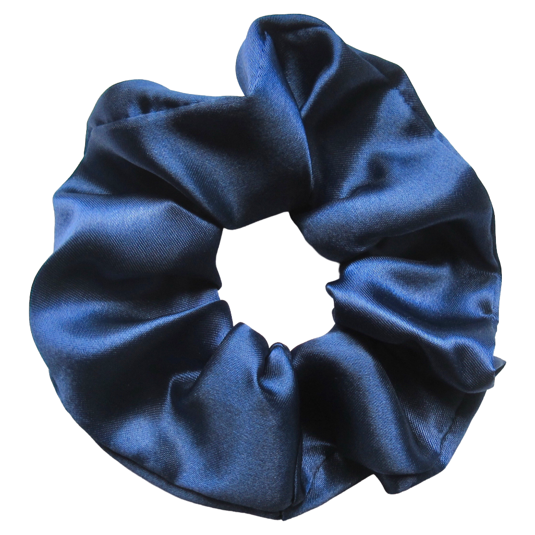 Navy Blue Satin Scrunchie
