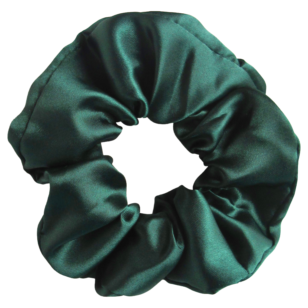 Dark Bottle Green Satin Scrunchie