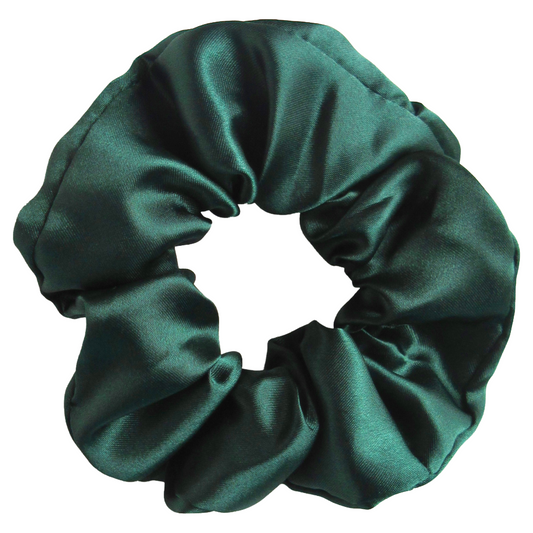 Dark Bottle Green Satin Scrunchie
