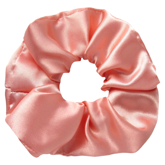 Pastel Peach Pink Satin Scrunchie