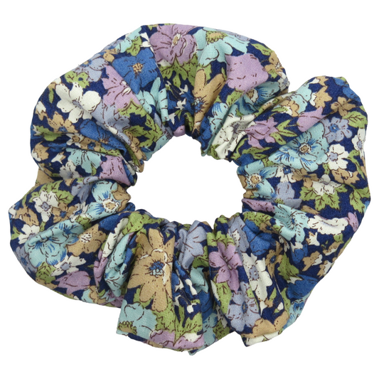 Blue and Purple Vintage Floral Scrunchie