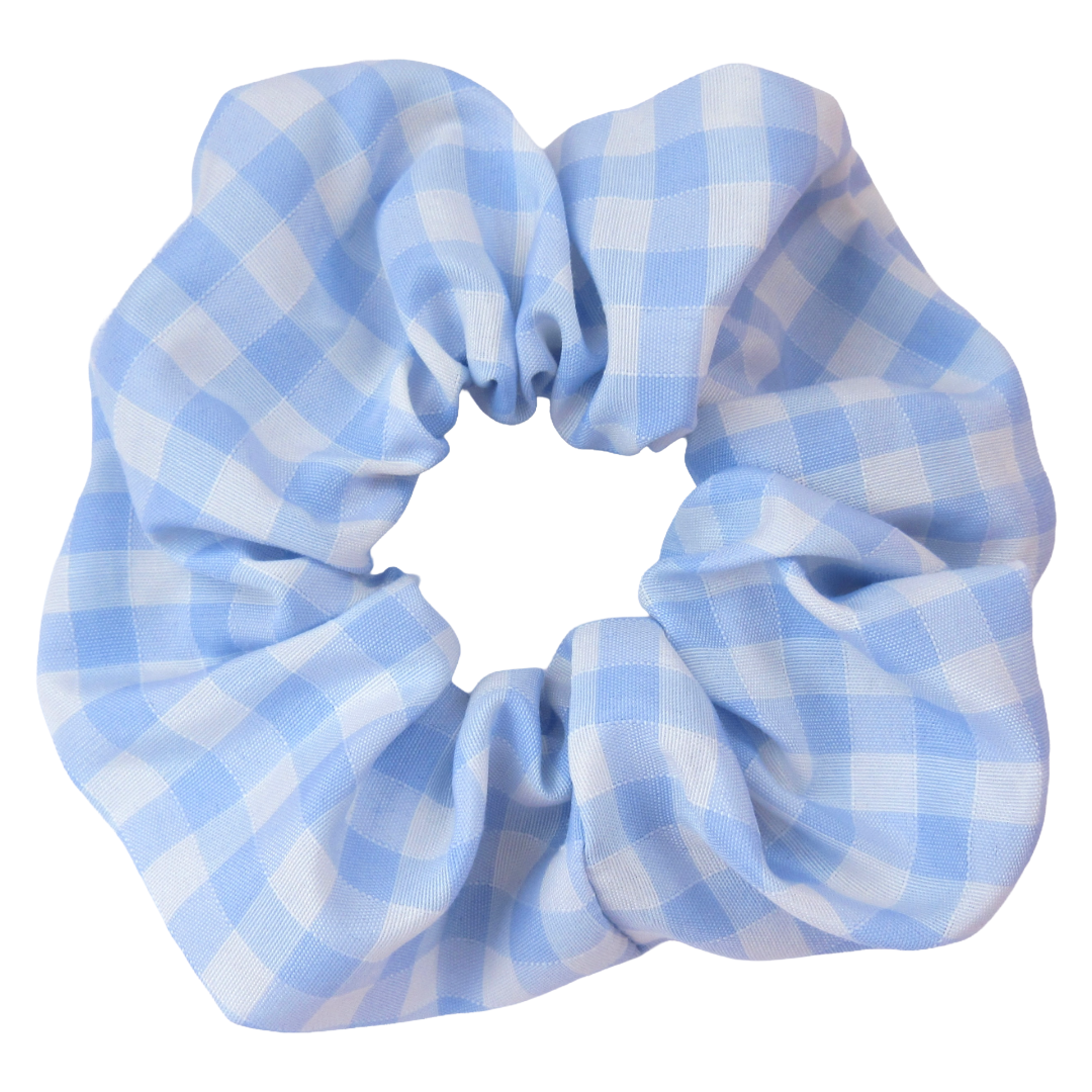 Pastel Blue Gingham Scrunchie