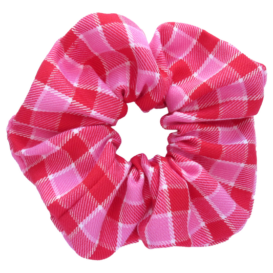 Pink and Red Tartan Scrunchie