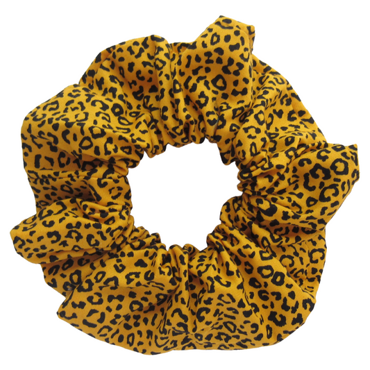 Leopard Print Mustard Scrunchie