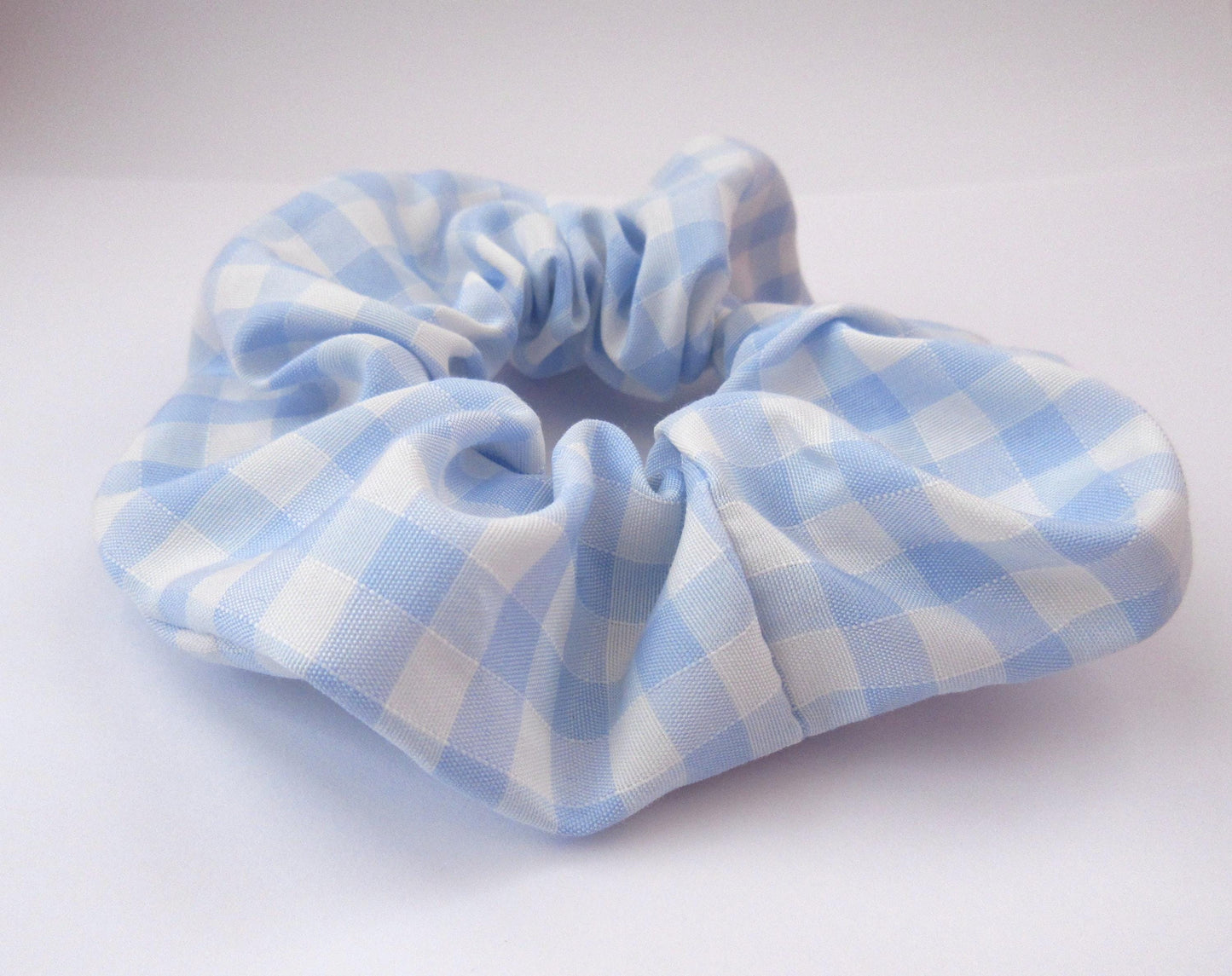 Pastel Blue Gingham Scrunchie