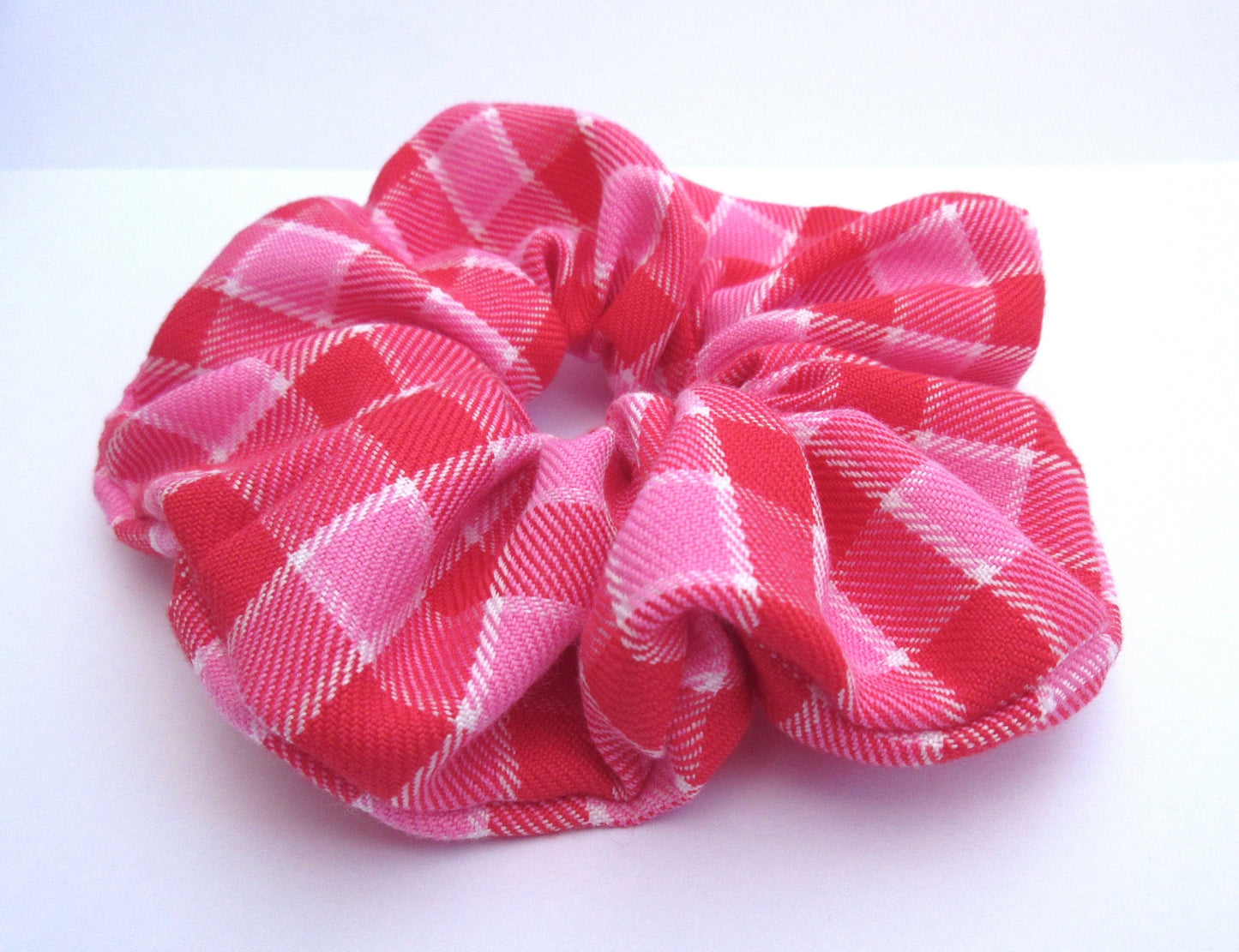 Pink and Red Tartan Scrunchie