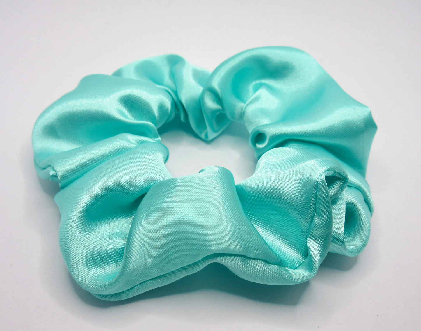 Aqua Green Satin Scrunchie