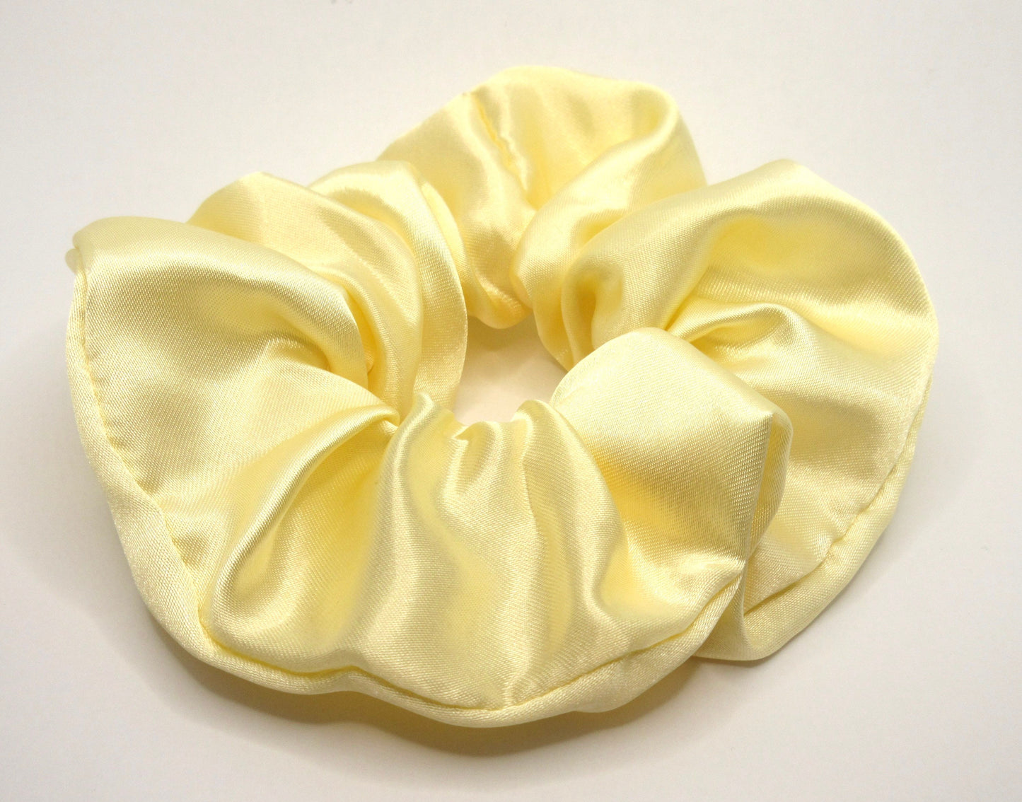 Pastel Lemon Yellow Satin Scrunchie