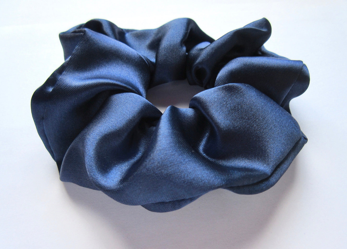 Navy Blue Satin Scrunchie