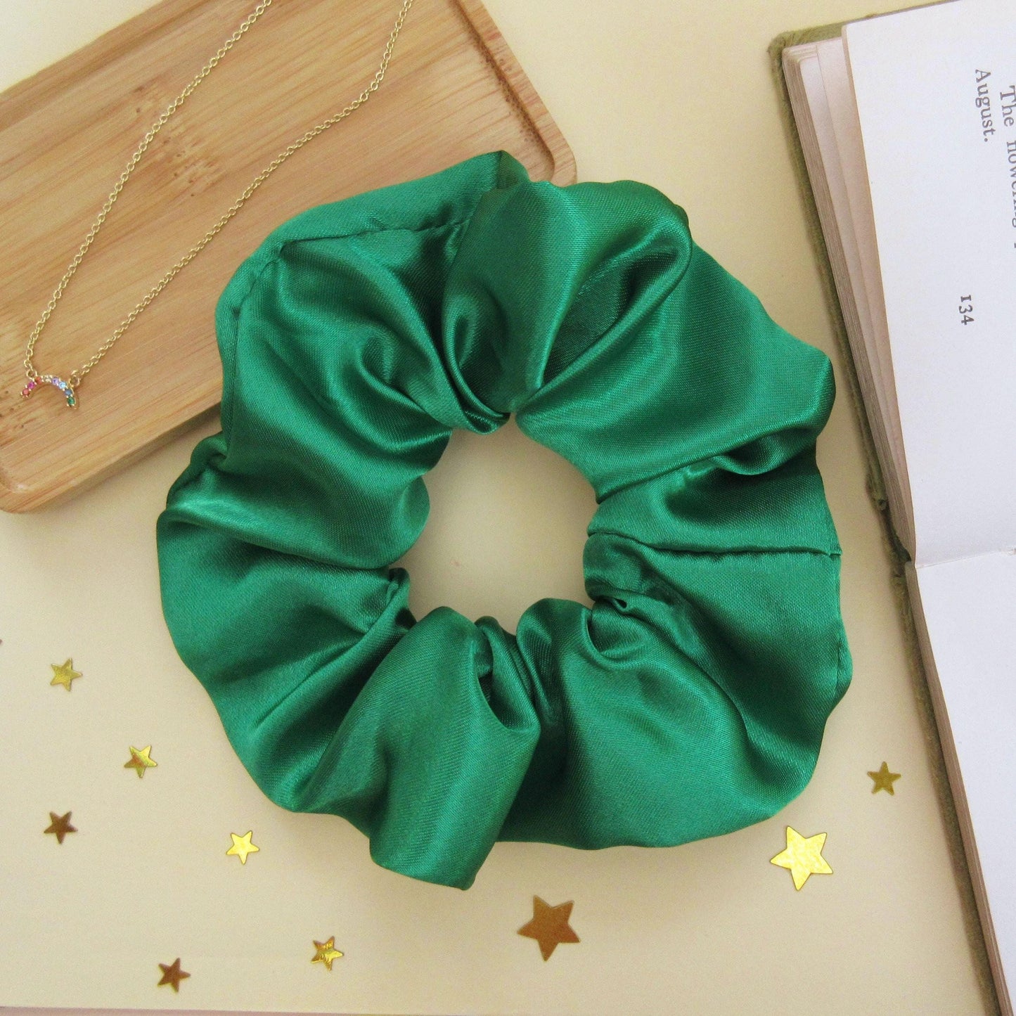 Emerald Green Satin Scrunchie