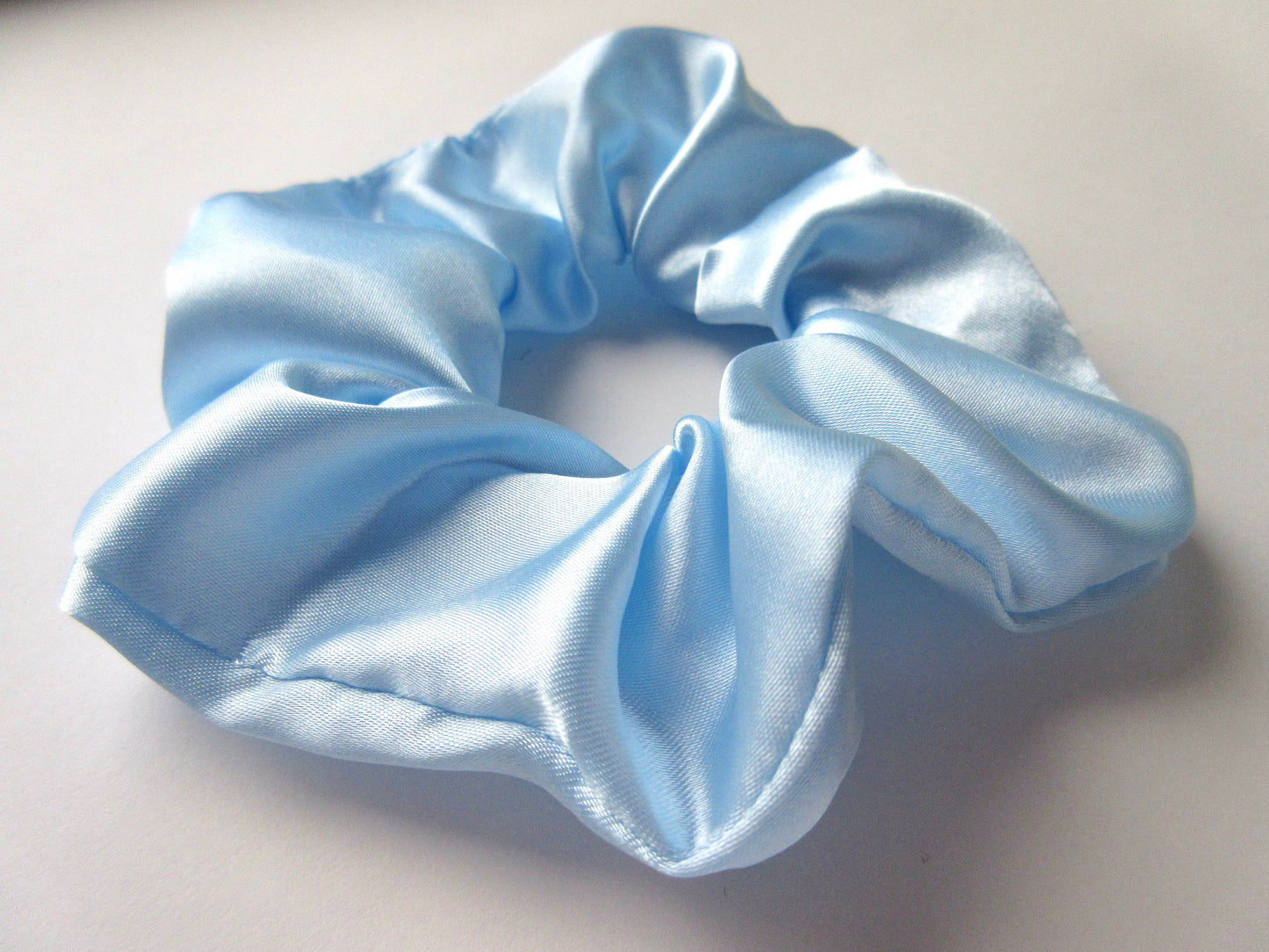 Pastel Blue Satin Scrunchie
