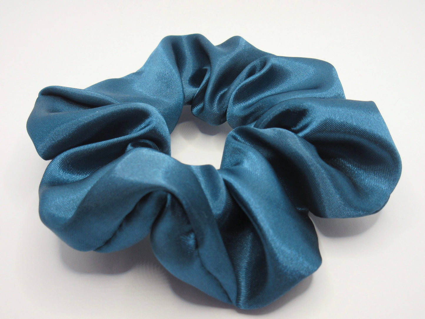 Teal Satin Scrunchie